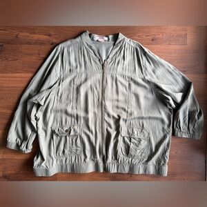 💚In Every Story... Light Army Green Zip-Up Jacket | Plus Size 4X 💚